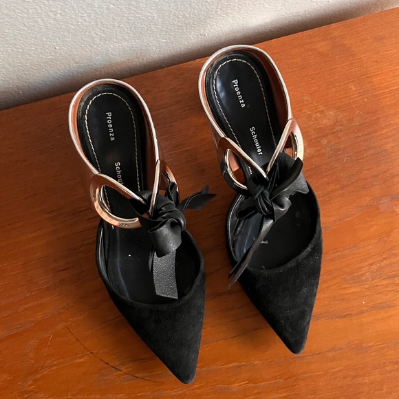 Proenza Schouler - Grommet Block Heel Mules black suede - size 37
